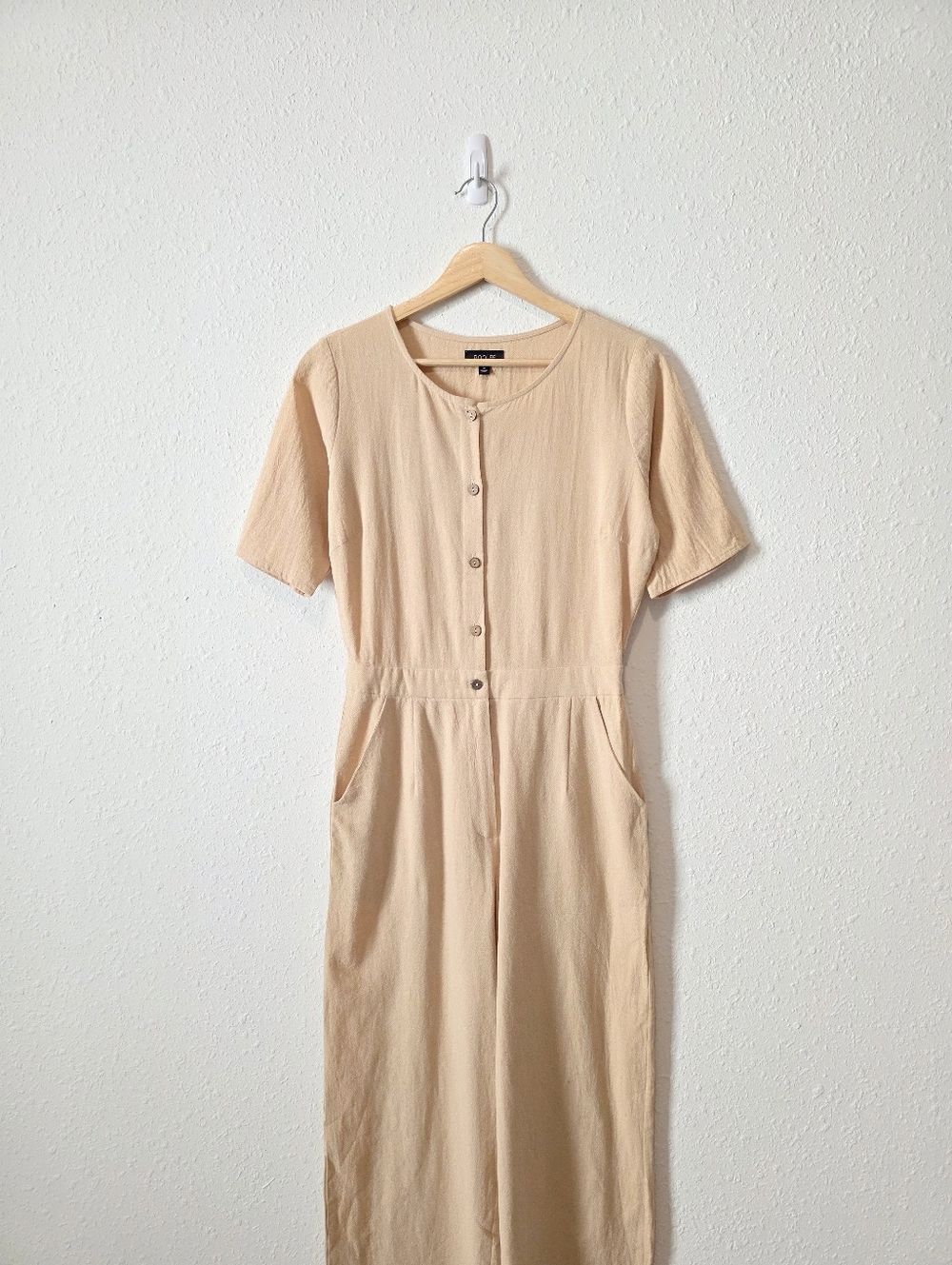 Roolee Neutral Straight Leg Cotton Jumpsuit S